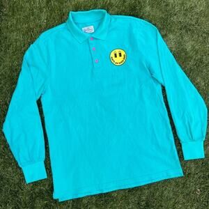 Arizona Tea Company "HAVE AN ICED DAY" 90’s Y2K Long Sleeve Rugby Polo Shirt Med